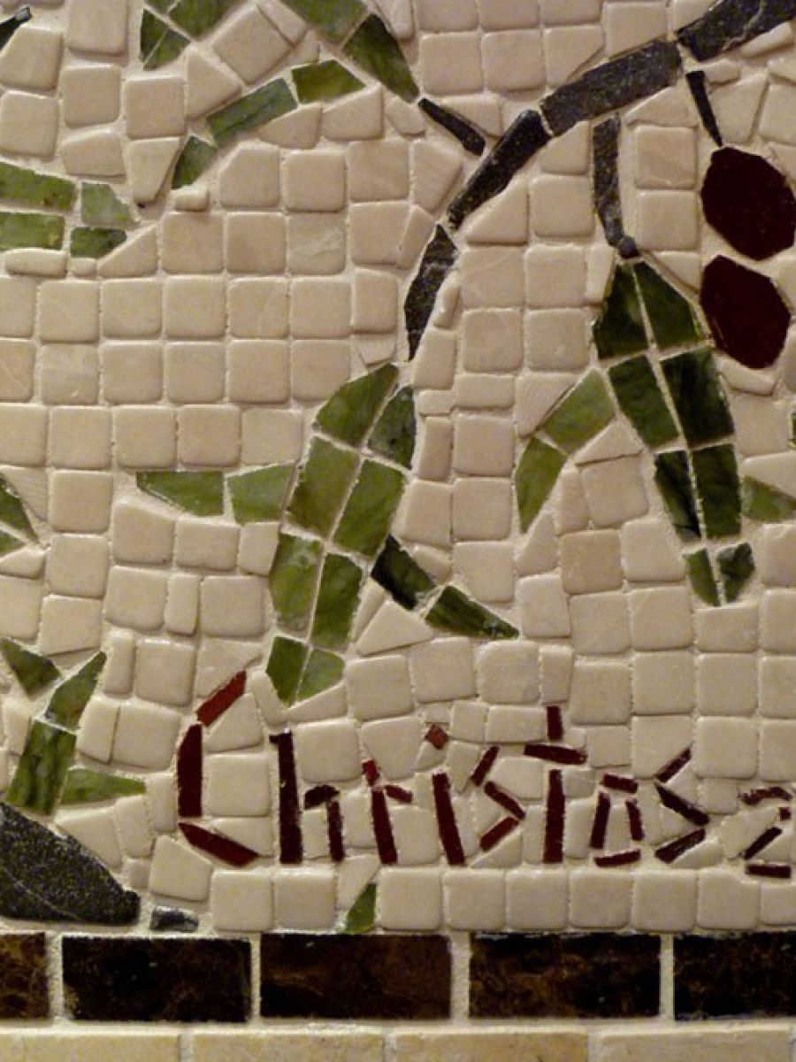 Reaching out marble mosaic
